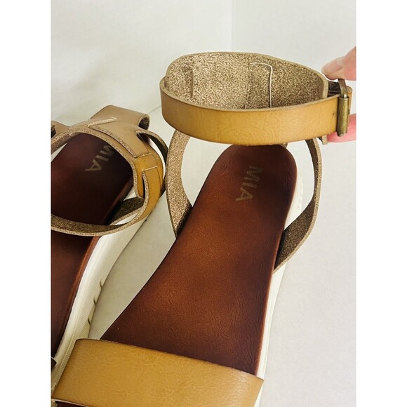Mia Lunna Sandals Brown Leather Strap Women's Size 8.5 MH0091 - Picture 3 of 7